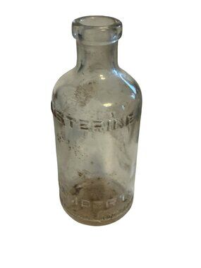 Antique Listerine Lambert Pharmacal Company Embossed Glass Bottle Medicine Apoth